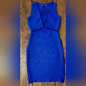 Windsor Royal Blue Form Fitting Dress Mesh details Size M